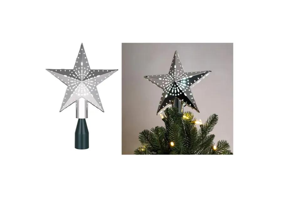 11.5" Lighted Silver Kaleidoscope Star Christmas Tree Topper - Cool White Lights