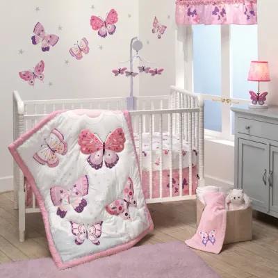 Bedtime Originals Butterfly Kisses Pink/White/Gray Cloud/Star Fitted Crib Sheet