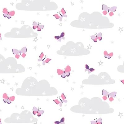 Bedtime Originals Butterfly Kisses Pink/White/Gray Cloud/Star Fitted Crib Sheet