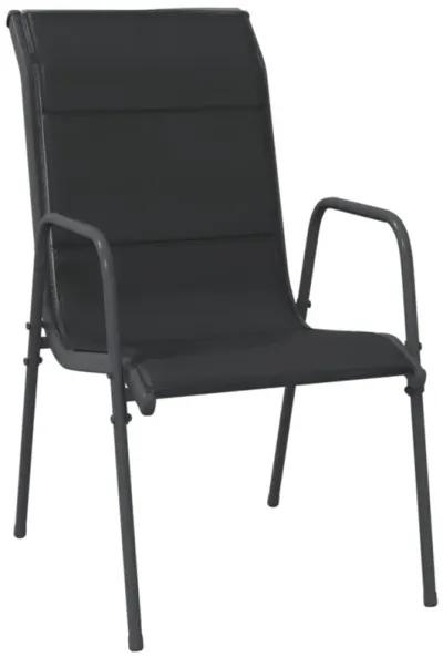 vidaXL Patio Chairs 2 pcs Steel and Textilene Black