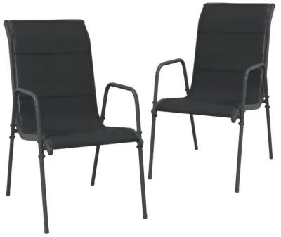 vidaXL Patio Chairs 2 pcs Steel and Textilene Black