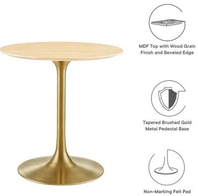 Modway - Lippa 28" Round Wood Grain Dining Table Gold Natural