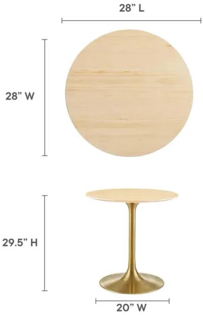 Modway - Lippa 28" Round Wood Grain Dining Table Gold Natural