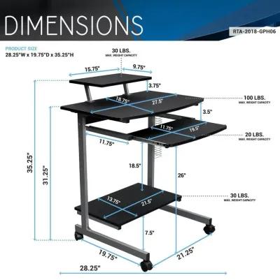 Compact Computer Cart With Storage . Color: Graphite