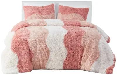 Gracie Mills Ombre Wave Shaggy Faux Fur Comforter Set