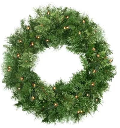 Pre-Lit Mixed Cashmere Pine Artificial Christmas Wreath - 24-Inch  Clear Lights