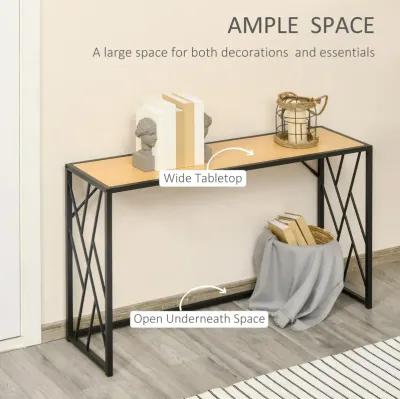 Yellow/Black Entryway: Industrial Console Table with Unique Side Panel