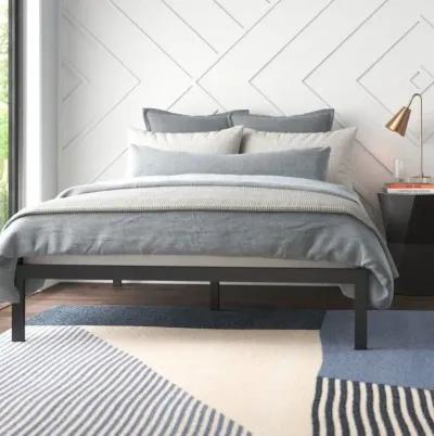 Hivvago Full Black Metal Platform Bed Frame with Wood Slats - 700 lbs Weight Capacity