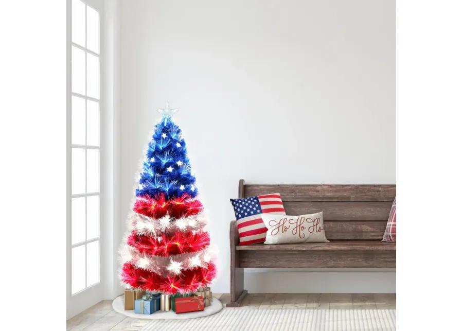 4' Pre-Lit Fiber Optic Patriotic Artificial Christmas Tree  Multi-Color Lights