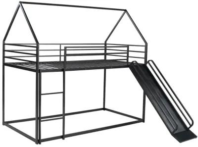 Twin over Twin House Bunk Bed with Ladder and Slide