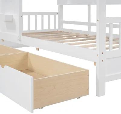 Merax Solid Wood House Bed with 2 Storage Drawers