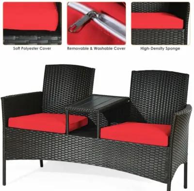 Hivvago Patented Modern Patio Set with Built-in Coffee Table and Cushions