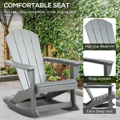 Light Gray Outdoor Seating: HDPE Adirondack Rocking Chair