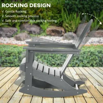 Light Gray Outdoor Seating: HDPE Adirondack Rocking Chair