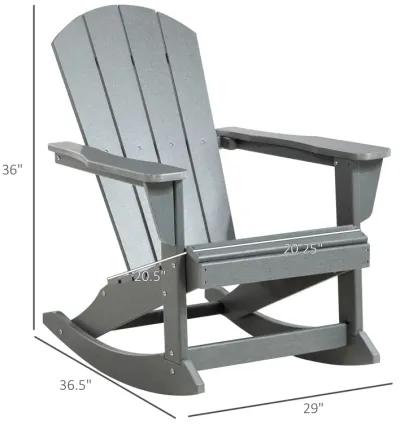 Light Gray Outdoor Seating: HDPE Adirondack Rocking Chair