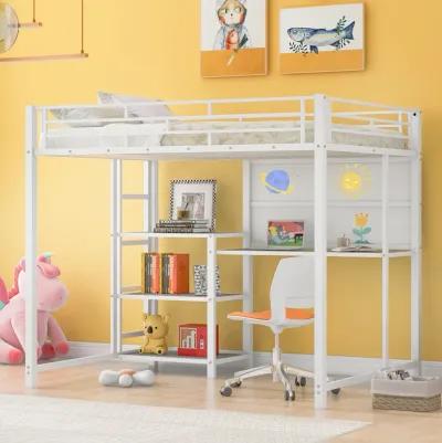 Merax Metal Loft Bed with Desk and Ladder