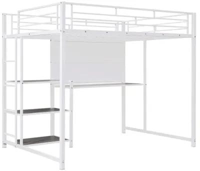 Merax Metal Loft Bed with Desk and Ladder