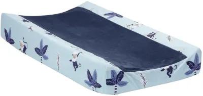 Lambs & Ivy Jungle Party Blue Monkey/Palm Tree Changing Pad Cover