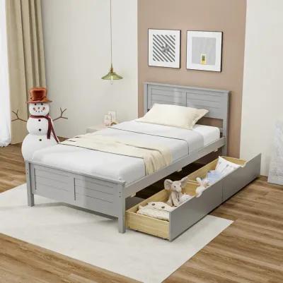 Twin Size Bed Frame with Storage Drawers