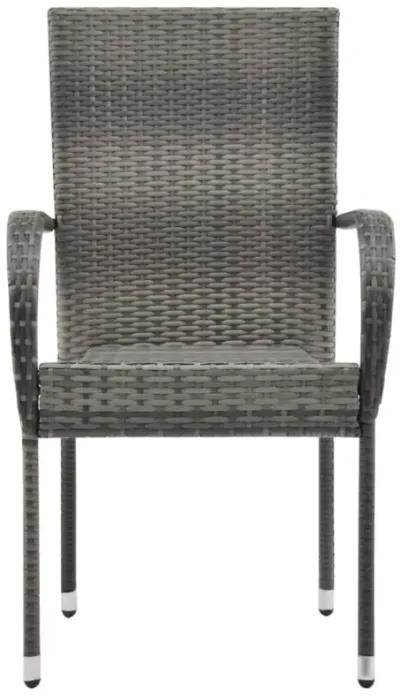 vidaXL Stackable Outdoor Chairs 2 pcs Gray Poly Rattan