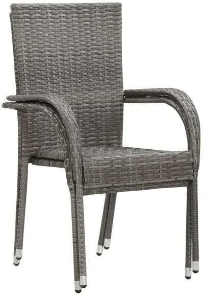 vidaXL Stackable Outdoor Chairs 2 pcs Gray Poly Rattan