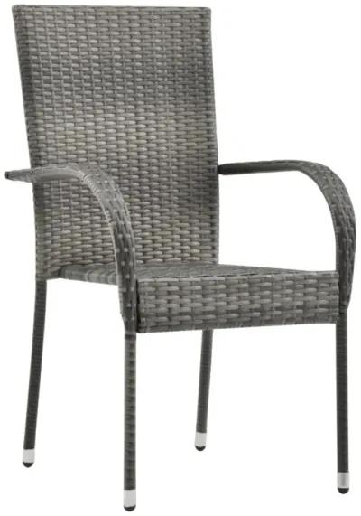 vidaXL Stackable Outdoor Chairs 2 pcs Gray Poly Rattan