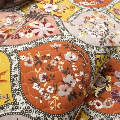 Bohemian Flower Reversible Oversized Cotton Quilt 3Pc Set