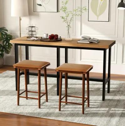 Set of 2 25.5 Inch Barstools with Removable Cushion and Footrest