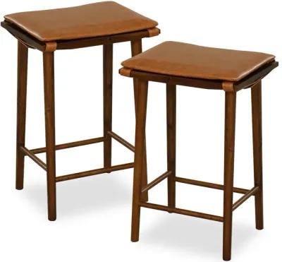 Set of 2 25.5 Inch Barstools with Removable Cushion and Footrest