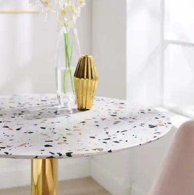 Modway - Verne 28" Round Terrazzo Dining Table Gold White