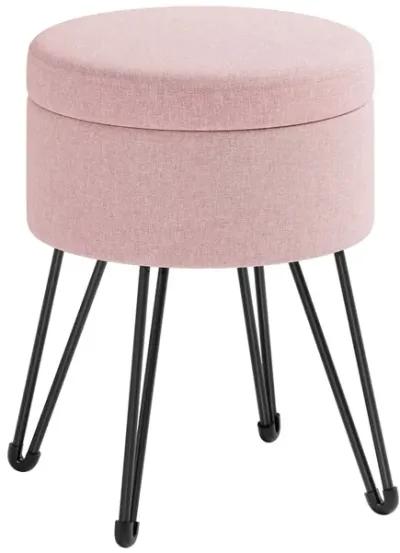 Compact Vanity Stool with Hidden Storage for Bedroom or Bathroom