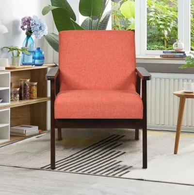 Solid Rubber Wood Fabric Accent Armchair