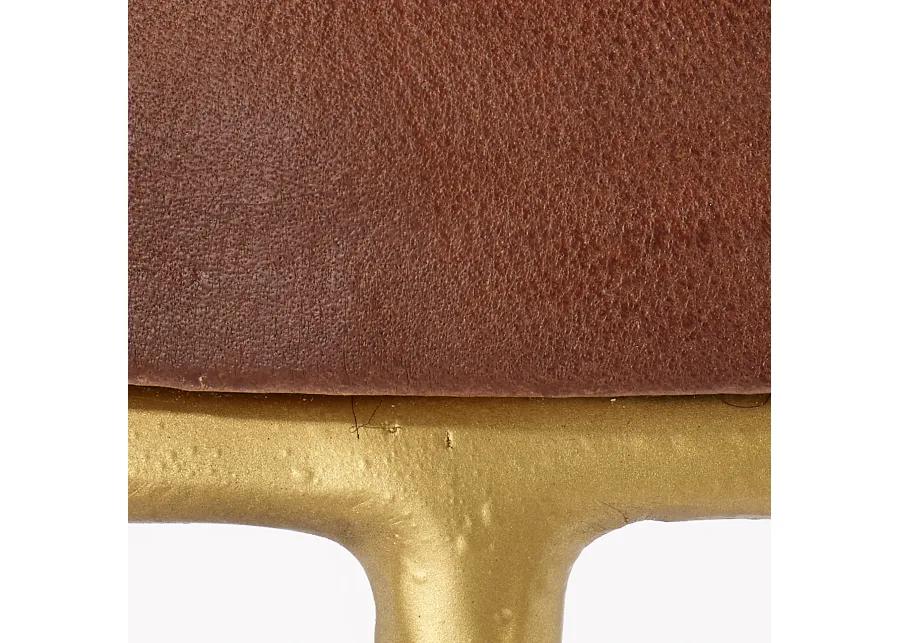 Henry Round Brown Leather Bar Stool