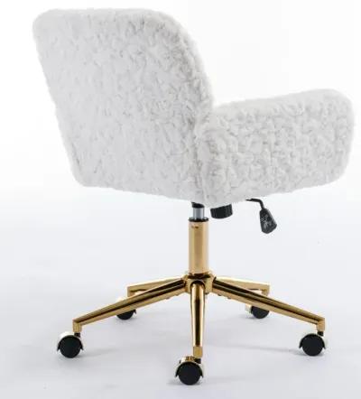 Office Chair Collection: Golden Metal Base, Swivel, Vanity (Beige)