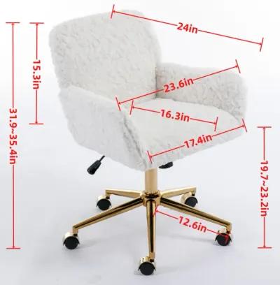 Office Chair Collection: Golden Metal Base, Swivel, Vanity (Beige)