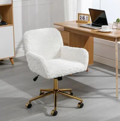 Office Chair Collection: Golden Metal Base, Swivel, Vanity (Beige)