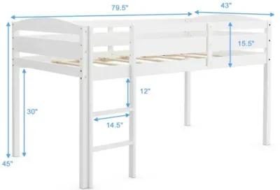 Hivvago Wooden Twin Low Loft Bunk Bed with Guard Rail and Ladder