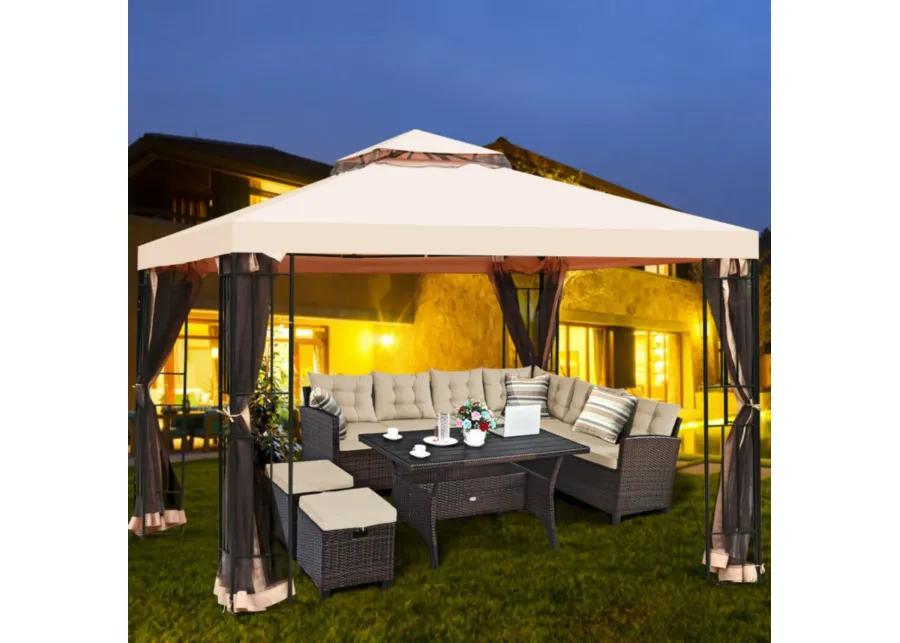 2-Tier Vented Metal Canopy with Mosquito Netting