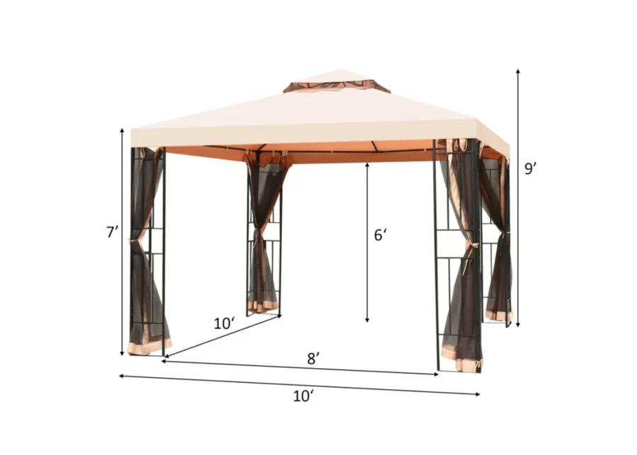 2-Tier Vented Metal Canopy with Mosquito Netting