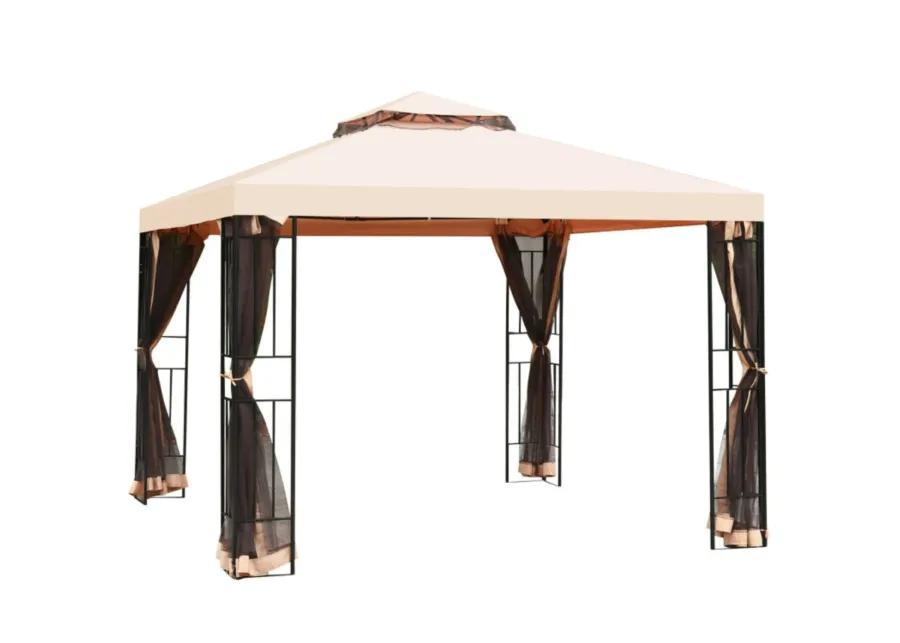 2-Tier Vented Metal Canopy with Mosquito Netting