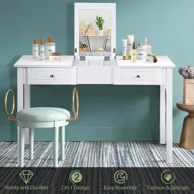 Modern Vanity Dressing Table with 1 Flip Top Mirror and 2 Drawers