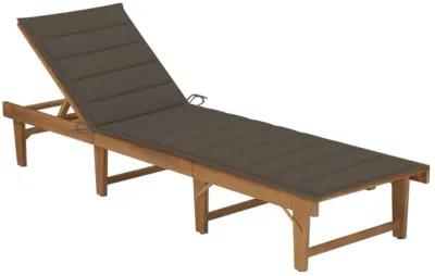 vidaXL Folding Sun Lounger with Cushion Solid Acacia Wood