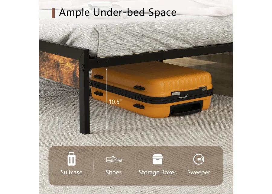 Bed Frame with Storage Headboard and Charging Station