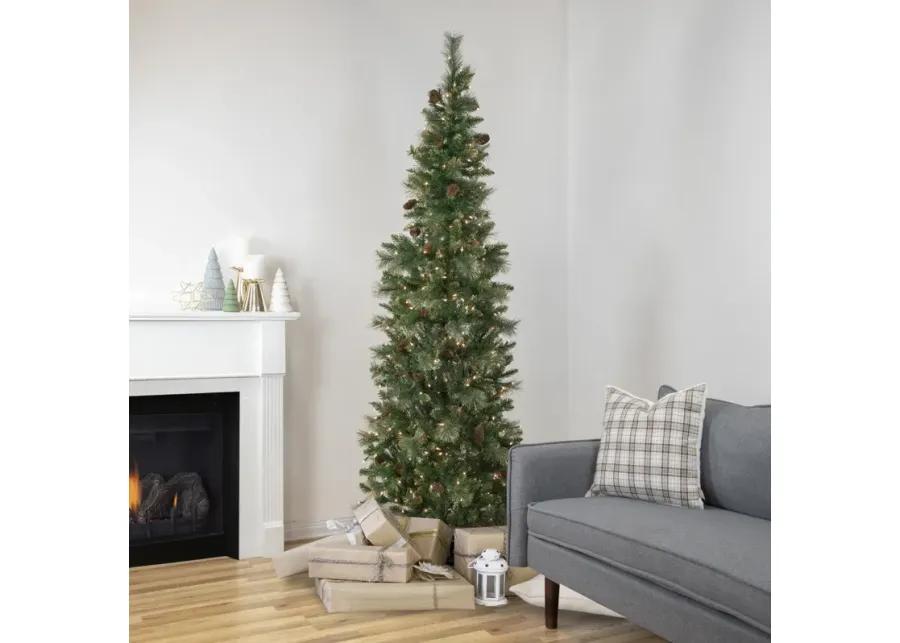 7' Pre-Lit Yorkshire Pine Pencil Artificial Christmas Tree  Clear Lights