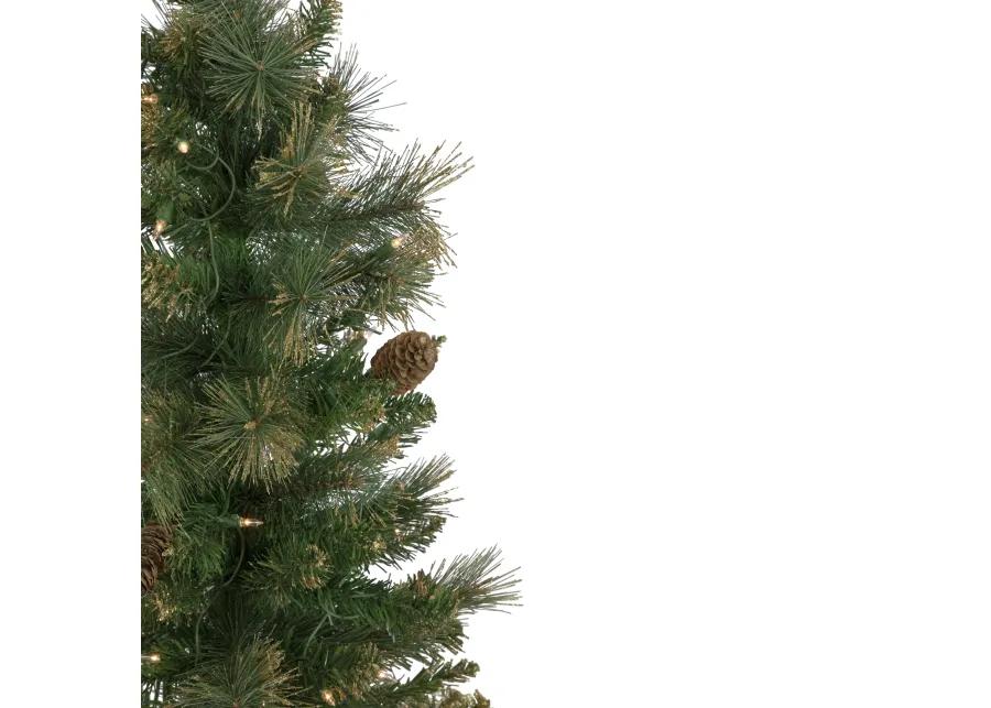 7' Pre-Lit Yorkshire Pine Pencil Artificial Christmas Tree  Clear Lights