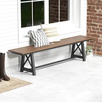 3-4 Person Outdoor HDPE Bench with Metal Frame-Brown