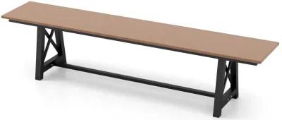 3-4 Person Outdoor HDPE Bench with Metal Frame-Brown