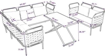 Merax Modern Patio Sectional Sofa Table Set