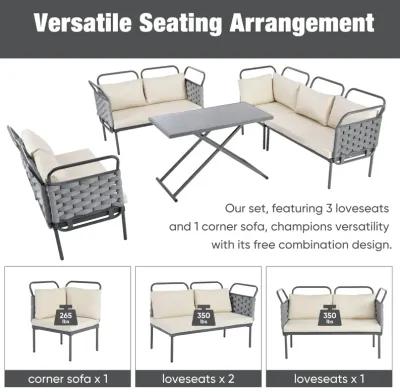 Merax Modern Patio Sectional Sofa Table Set