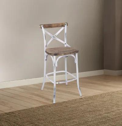 ACME Zaire Bar Chair, Antique White & Antique Oak